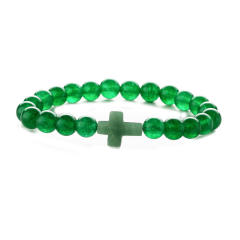 Hot sale natural stone cross bead bracelet