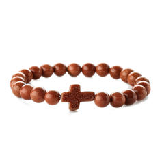 Hot sale natural stone cross bead bracelet