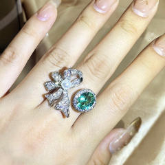 Luxury cubic zircon bow oval cut statement rings