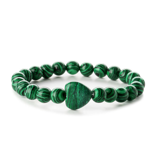 New design natural stone heart bead bracelet