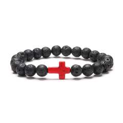 Hot sale natural stone cross bead bracelet