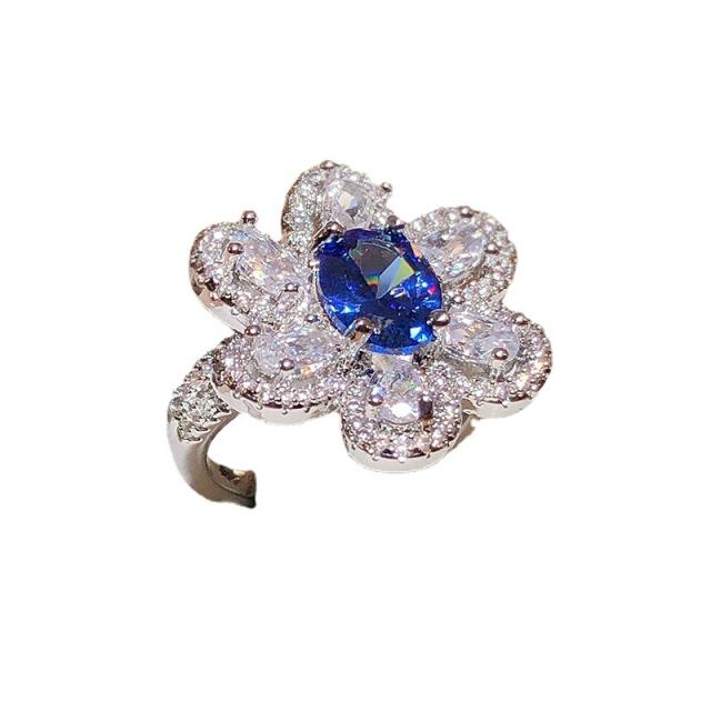 Luxury amethyst statement flower copper rings