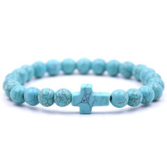 Hot sale natural stone cross bead bracelet