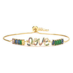 Delicate rainbow cubic zircon evil eye copper bracelet