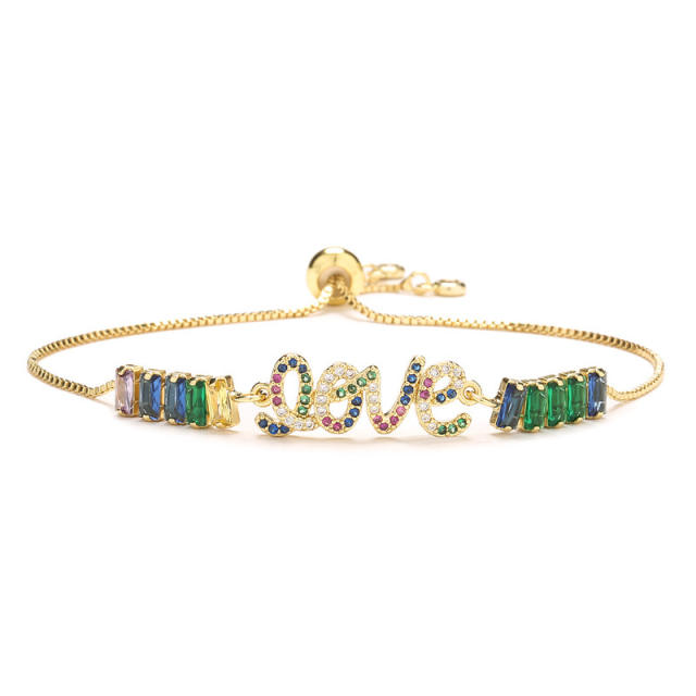 Delicate rainbow cubic zircon evil eye copper bracelet