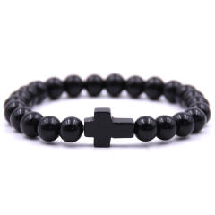Hot sale natural stone cross bead bracelet
