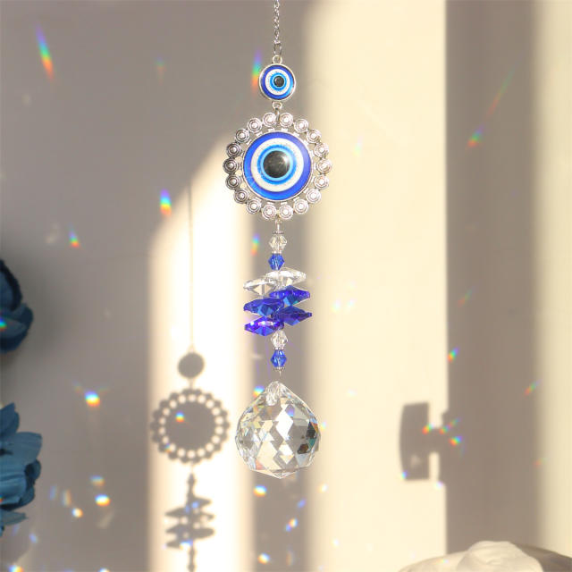 Vintage blue eye evil eye crystal wind chimes