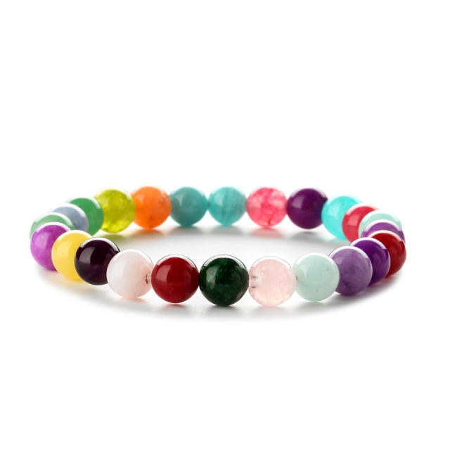 Hot sale easy match colorful natural stone bead bracelet