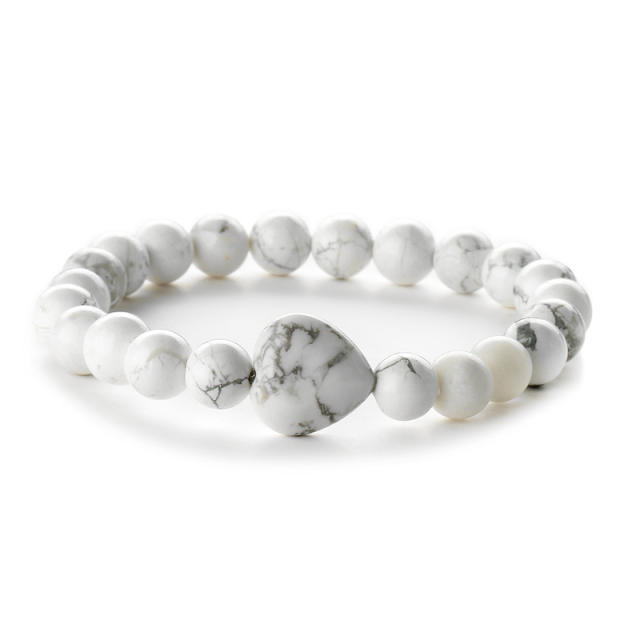 New design natural stone heart bead bracelet