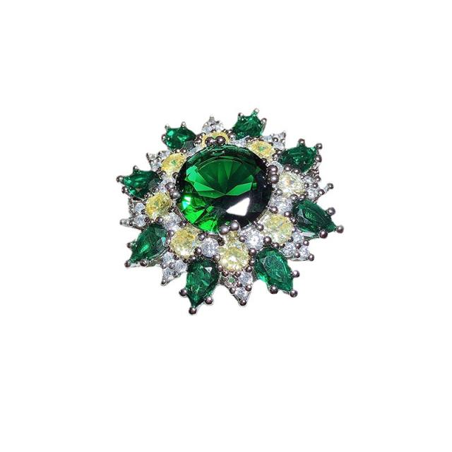 Luxury emerald oval cut cubic zircon statement rings