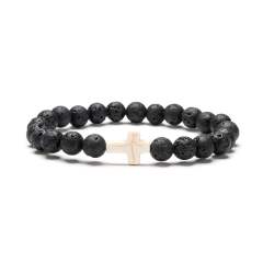Hot sale natural stone cross bead bracelet