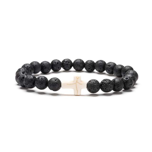 Hot sale natural stone cross bead bracelet