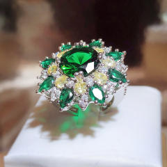 Luxury emerald oval cut cubic zircon statement rings