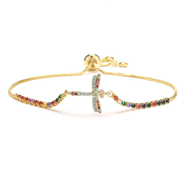 Delicate rainbow cubic zircon snake animal copper bracelet