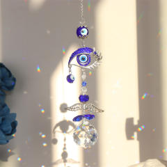 Vintage blue eye evil eye crystal wind chimes