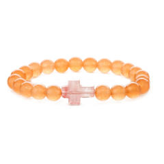 Hot sale natural stone cross bead bracelet