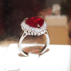 Ruby heart cut cubic zircon copper rings