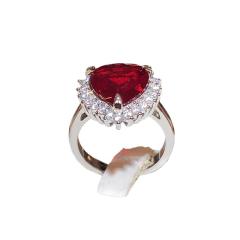 Ruby heart cut cubic zircon copper rings