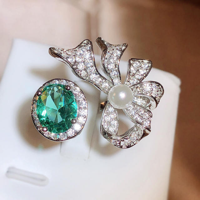 Luxury cubic zircon bow oval cut statement rings
