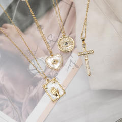 Evil eye butterfly heart pendant eal gold plated copper necklace