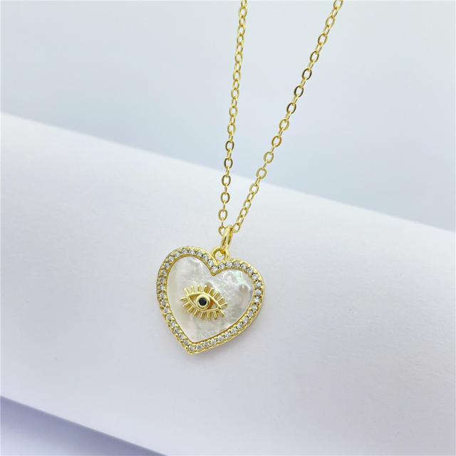 Evil eye butterfly heart pendant eal gold plated copper necklace