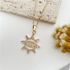 Chic cubic zircon heart diamond cross pendant copper necklace