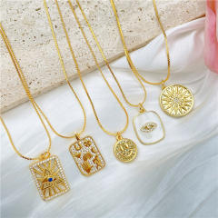 Real gold plated copper evil eye pendant copper necklace