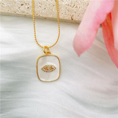 Real gold plated copper evil eye pendant copper necklace