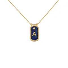 Classic white shell stainless steel initial card pendant necklace