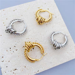 Personality stainless steel chunky gold hoop earrings
