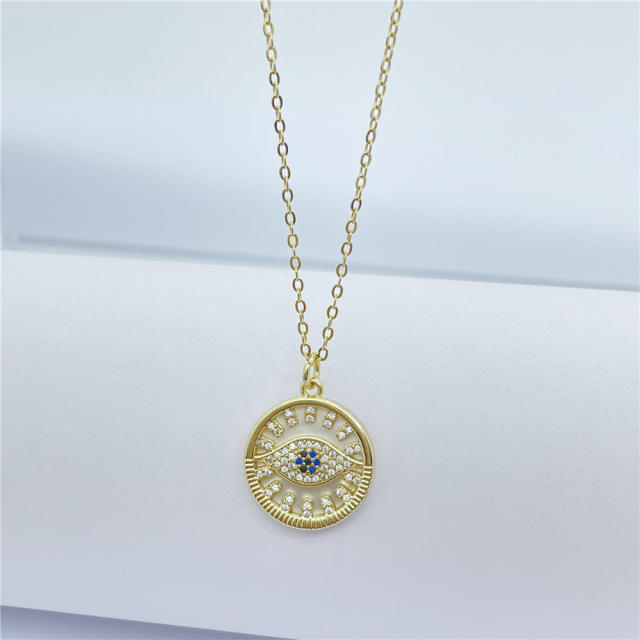 Evil eye butterfly heart pendant eal gold plated copper necklace
