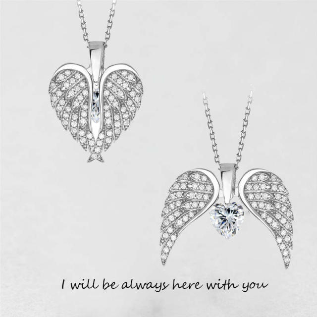Fashionable colorful rhinestone heart shape locket engraved necklace