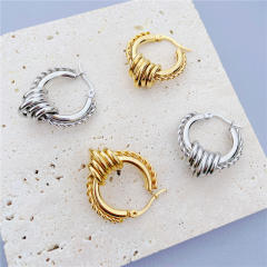 Personality stainless steel chunky gold hoop earrings
