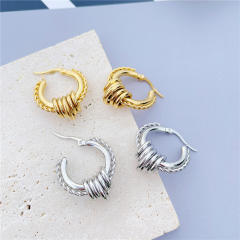 Personality stainless steel chunky gold hoop earrings