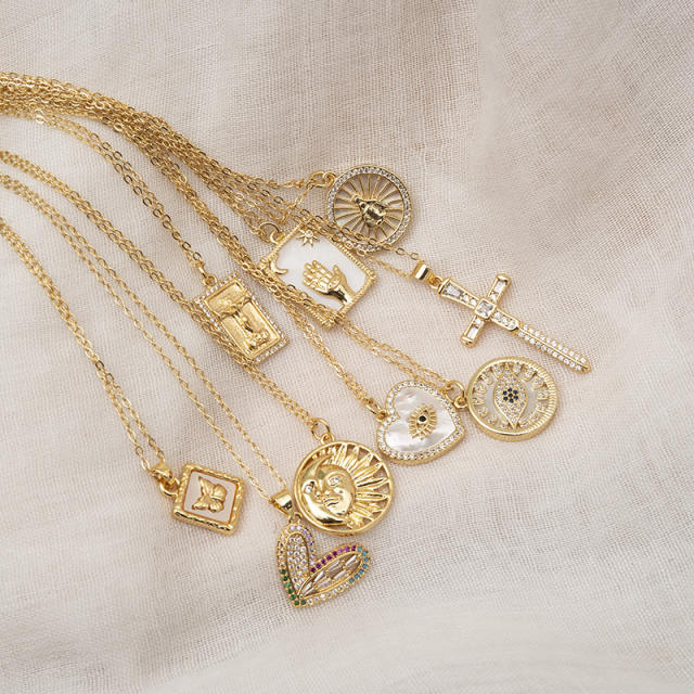 Evil eye butterfly heart pendant eal gold plated copper necklace