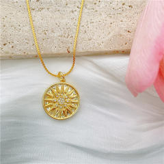 Real gold plated copper evil eye pendant copper necklace