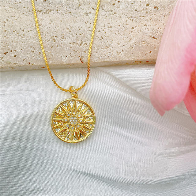 Real gold plated copper evil eye pendant copper necklace