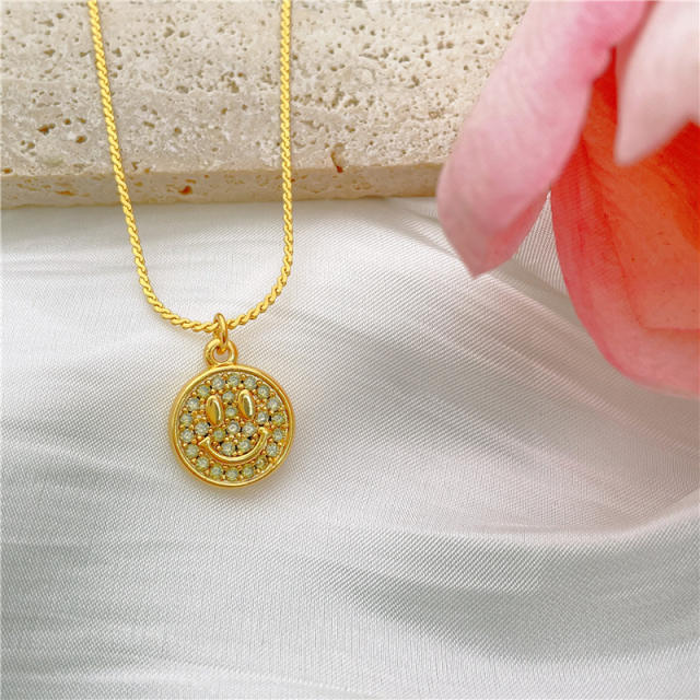 Real gold plated copper evil eye pendant copper necklace