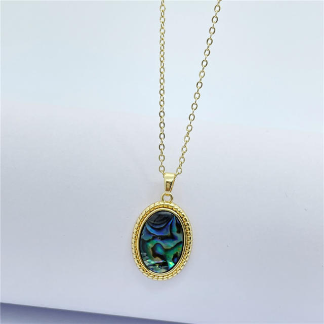 Real gold plated Abalone shell shell butterfly clover pendant necklace