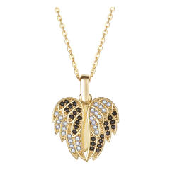 Creative rhinestone butterfly wing locket engraved necklace