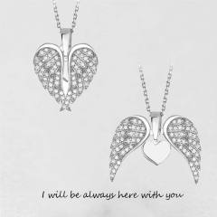 Hot sale locket angel wing color rhinestone mother's day necklace