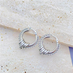 Personality stainless steel chunky gold hoop earrings