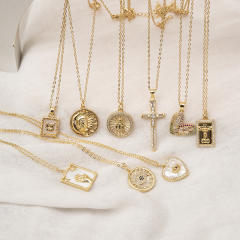 Evil eye butterfly heart pendant eal gold plated copper necklace