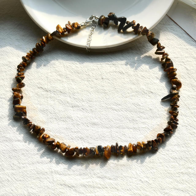 Summer beach design irregular shape crystal beads choker necklace