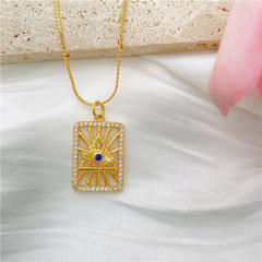 Real gold plated copper evil eye pendant copper necklace