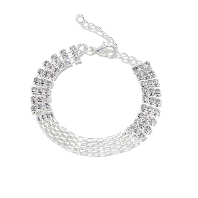 Vintage full rhinestone tennis chain star hasma charm bracelet