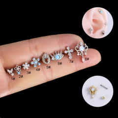 Delicate heart evil eye cartilage earrings(1pcs price)