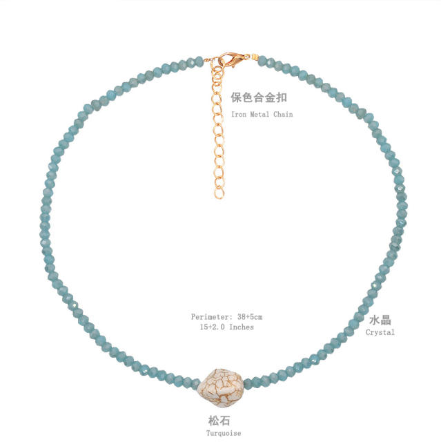INS trend Y2K colorful crystal bead pearl choker necklace