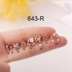 Sumer design colorful rhinestone cartilage earrings(1pcs price)