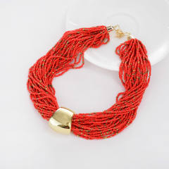 Boho colorful bead layer choker necklace